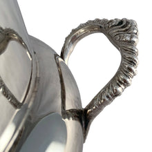 Load image into Gallery viewer, Close-up detail of decorative handle on Marlboro Plate silver-plated champagne bucket showing craftsmanship and vintage patina, Morton-Parker electroplated copper
