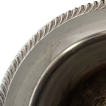 Load image into Gallery viewer, Close up view of vintage Marlboro Plate silver-plated champagne bucket decorative rope rim detail, Morton-Parker Canada electroplated copper