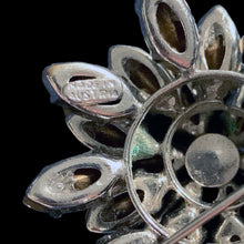 Load image into Gallery viewer, Vintage Marquise Rhinestone Flower Brooch – Layered Silver-Tone, Austria, 1950s–60s