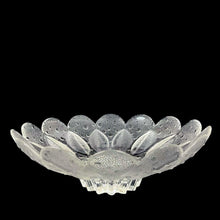 Load image into Gallery viewer, Vintage "Medea" crystal bowl featuring a floral shape with leaves and dew drops. Designed by R. Koschnick for Holmegaard/Lausitzer Glaswerks, E. Germany, circa 1970s. This brilliant crystal bowl is perfect for serving salads and fruit, or use as a console bowl to add sparkle to your decor! In excellent condition, free from chips. Measures 10 1/2 x 3 1/2 inches