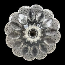 Load image into Gallery viewer, Vintage "Medea" crystal bowl featuring a floral shape with leaves and dew drops. Designed by R. Koschnick for Holmegaard/Lausitzer Glaswerks, E. Germany, circa 1970s. This brilliant crystal bowl is perfect for serving salads and fruit, or use as a console bowl to add sparkle to your decor! In excellent condition, free from chips. Measures 7 7/8 x 4 3/4 inches