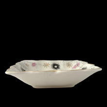 Load image into Gallery viewer, Hand-painted gray striations and gold gilt rim on Stylecraft Fashion Shape dish
