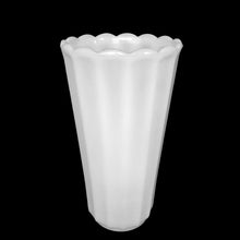 Load image into Gallery viewer, Vintage milk glass Grecian-style vase, full front view showing fluted column form and opaque white finish, Continental Can Company, 1950s USA