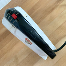 Load image into Gallery viewer, Fabulous vintage white and black Sunbeam Mixmaster Junior hand mixer, Model J. Crafted by the Sunbeam Corporation, USA, circa 1950. The power and quality craftsmanship of these mixers is unmatched and are made to last a lifetime. A must-have for any baker or appliance collector!
Tested. In good working order.
Mixer measures 7 1/4 x 3 x 6 inches (10 3/4 inches tall with beaters)