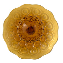 Load image into Gallery viewer, Jacks Daughter of All Trades Vintage Antique Mid-Century Kitsch Store Shop Reseller Etsy Shopify Toronto Canada Free Porch Pick Up Local Delivery Worldwide Shipping Judy Weinberg Unique Housewarming Gift Sustainable Gift Wedding Gift Home Decor Collectible Collector Gift Farmhouse Cottagecore Cottage Lodge Shabby Chic Industrial amber Moon and Star pressed glass low pedestal cake plate stand LE Smith Glass USA 1960s timeless heirloom