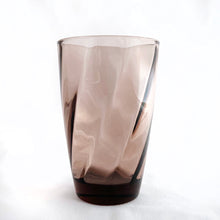 Load image into Gallery viewer, A lovely set of six "Moroccan Amethyst Swirl" glass tumblers. Crafted by the Hazel-Atlas Glass Company, USA, circa 1940-1960s. These glasses feature an optic swirl pattern and are perfect for everyday or any occasion...cheers! In excellent condition, free from chips, minimal wear. Measures 3 3/8 x 5 inches Capacity 12 ounces