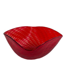 Load image into Gallery viewer, Vintage Murano hand blown red art glass bowl with gold aventurine, a swirl of bullicante (controlled bubbles) and a clear threaded foot. Crafted by Borovier & Toso, Italy. Gorgeous!
In excellent condition, no chips.
Measures 8 1/4 x 4 1/2 inches