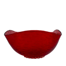 Load image into Gallery viewer, Vintage Murano hand blown red art glass bowl with gold aventurine, a swirl of bullicante (controlled bubbles) and a clear threaded foot. Crafted by Borovier & Toso, Italy. Gorgeous!
In excellent condition, no chips.
Measures 8 1/4 x 4 1/2 inches