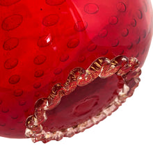 Load image into Gallery viewer, Vintage Murano hand blown red art glass bowl with gold aventurine, a swirl of bullicante (controlled bubbles) and a clear threaded foot. Crafted by Borovier & Toso, Italy. Gorgeous!
In excellent condition, no chips.
Measures 8 1/4 x 4 1/2 inches