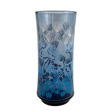 Load image into Gallery viewer, Vintage navy blue glass cooler or tumbler with a botanical motif in blue to pale blue ombre. Crafted by Libbey Glass, 1970s. Mix and match these glasses for a fun and eclectic vibe!
In excellent condition, no chips.
Measures 2 5/8 x 6 1/4 inches
Capacity 16 ounces