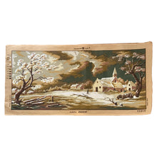 Load image into Gallery viewer, Full view of unworked Collection D'art needlepoint canvas "Escaping the Storm" — wide pastoral landscape showing stormy sky, rolling countryside, and figure walking