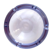 Load image into Gallery viewer, Vintage mid-century modern purple and blue alexandrite neodymium modernist art glass round ashtray. Bohemia Glass, Czechoslovakia, circa 1950s. The unique properties of alexandrite glass allow it to change colour in different types of light triggered by the use of Neodymium in the production of the crystal. Under fluorescent light, it appears blue and under incandescent or natural light, it appears purple. A stunning piece of art glass!
In excellent condition. Measures 4 3/8 x 1 7/8 inches