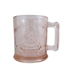 Load image into Gallery viewer, Adorable vintage pink depression glass child's dinnerware set including a plate, bowl and mug featuring nursery rhymes. Crafted by Tiara Indiana Glass, USA, circa 1990s. a beautiful gift for the parent's to be! In excellent condition, free from chips.