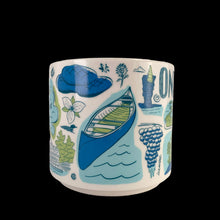 Load image into Gallery viewer, Perfect for your morning cuppa joe! This fabulous collectible Ontario mug was produced by Starbucks as part of their "Been There Series" Across The Globe Collection, 2023. A white ceramic mug printed design in shades of blue and green with blue interior. In excellent condition, free from chips/cracks/wear. In original box. Measures 3 5/8 x 3 3/8 inches Capacity 14 ounces