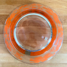 Load image into Gallery viewer, Jacks Daughter of All Trades Vintage Antique Mid-Century Kitsch Store Shop Reseller Etsy Shopify Toronto Canada Free Porch Pick Up Local Delivery Worldwide Shipping Judy Weinberg Unique Housewarming Gift Sustainable Gift Wedding Gift Home Decor Collectible Collector Gift Farmhouse Cottagecore Cottage Lodge Shabby Chic FLOWER POWER large clear glass chip salad bowl orange flowers Anchor Hocking 1960s party movie night game night housewarming bridal shower birthday gift tableware