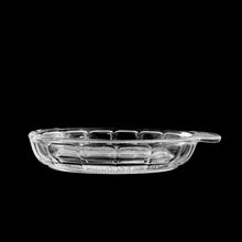 Load image into Gallery viewer, Vintage pressed glass food grater. Produced by Rhuglas, Germany, circa 1950s. Glass graters are used to puree fruit and grate garlic, ginger and hard cheeses to a perfect consistency. Glass graters were an essential part of a home cooks kitchen and essential for making baby food from scratch. Thanks to the non-porous nature of glass, it's very easy to keep clean, preventing absorption of odours or residue from previous use. In excellent condition, free from chips. Measures 7 1/3 x 3 1/8 x 1 1/8 inches