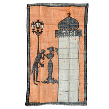 Load image into Gallery viewer, Vintage Paris Themed Courting Couple 1967 Calendar Black Orange White Tea Towel