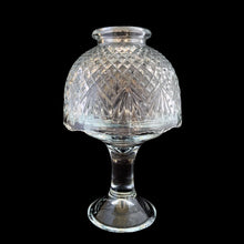 Load image into Gallery viewer, Vintage Partylite clear glass pineapple fairy lamp, unlit, showing the full 2-piece silhouette with diamond-cut dome shade and pedestal stem