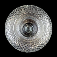 Load image into Gallery viewer, Top-down view of the Partylite pineapple fairy lamp dome shade interior, showing the concentric rings of the opening and the diamond-cut glass pattern radiating outward
