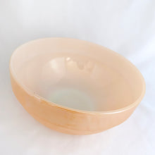 Load image into Gallery viewer, Classic vintage Fire-King "Peach Lustre" milk glass 8 inch mixing bowl. Crafted by Anchor Hocking, circa 1950s. Mix up something tasty with this beauty! In excellent condition, free from chips/cracks/wear. Looks like it's never been used! Measures 8 3/4 x 4 1/2 inches