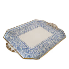 Load image into Gallery viewer, Stunning antique bone china tea set features the Persian pattern in blue florals on white bone china with gold gilt details. Crafted by William Alsager Adderley, WAA & Co., and manufactured at the Daisy Bank Pottery, Longton, Stoke-on-Trent, England, between 1886 - 1905. A stunning groups of bone and opaline china.
Open stock, teapot, covered sugar, creamer set, tray and four cup and saucer sets (two sets are imperfect)