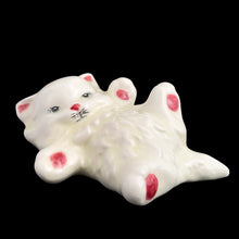 Load image into Gallery viewer, Overview of ceramic white persian cat figurine with pink paws