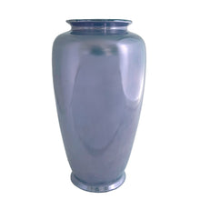 Load image into Gallery viewer, Vintage Shofu periwinkle blue lustreware vase with iridescent glaze, front view showing modernist urn profile