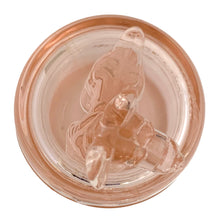 Load image into Gallery viewer, Vintage Jeannette Glass pink depression glass powder jar with lid, overhead view