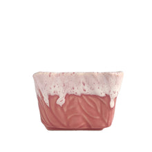 Load image into Gallery viewer, This adorable vintage pink drip glazed rectangular planter has a beautiful botanical motif. Crafted by UPCO, USA, 1960s. The sweetest home for your succulents or repurpose as a catchall.
In excellent condition, no chips, cracks or repairs. Marked.
Measures 6 x 4 x 2 3/4 inches