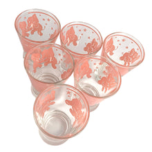 Load image into Gallery viewer, Top view detail of Hazel-Atlas Glass Pink Elephant cocktail glasses