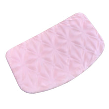 Load image into Gallery viewer, Quilted pink vinyl lid with geometric pattern on vintage Detecto laundry hamper
