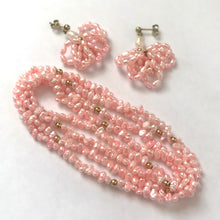 Load image into Gallery viewer, Jacks Daughter of All Trades Vintage Antique Mid-Century Kitsch Store Shop Reseller Etsy Shopify Toronto Canada Free Porch Pick Up Local Delivery Worldwide Shipping Judy Weinberg Unique Sustainable Gift Wedding jewellery unknotted strand of delicate blush pink nested freshwater pearl necklace and earrings costume jewellery jewelry pretty in pink