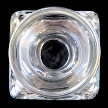 Load image into Gallery viewer, Introduce elegance and sophistication to your bar with this elegant heavy-weighted vintage cut lead crystal "Pinwheel" glass liquor decanter. The intricate design and expert craftsmanship will impress any liquor connoisseur and add a touch of sparkle to your barware collection. In excellent condition, free from chips. Tiny minor scuff on the underside of the stopper. Measures 3 5/8 x 3 5/8 x 9 1/2 inches