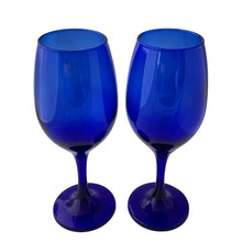 Load image into Gallery viewer, Close-up of Libbey Premiere cobalt blue goblet showing vibrant color depth