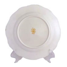 Load image into Gallery viewer, In excellent condition, free from chips. Note all plates have the same style stamp, however, 1 plate has pink stamp and 12 plates have the ochre stamp. Measures 8 inches