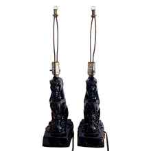 Load image into Gallery viewer, Jacks Daughter of All Trades Vintage Retro Mid-Century Modern Store Shop Reseller Etsy Shopify Toronto Canada Free Porch Pick Up Local Delivery Worldwide Shipping Judy Weinberg Wedding Gift Housewarming Gift Sustainable Gift Home Decor Farmhouse Cottagecore Cottage Lodge mid mod retro ceramic rearing black horse electric table lamp country farmhouse horse lover