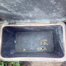Load image into Gallery viewer, Complete your al fresco dining experience with this fantastic red, white and green plaid metal picnic cooler. There is a handle for ease of carrying and a drain for excess water. Marked on the bottom, GSW Proudly Canadian. Add this awesome nostalgic conversation starter to your family gatherings, romantic adventures or home decor! In used vintage condition. Please see photos. Measures 18 x 11 x 13 1/4 inches
