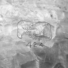 Load image into Gallery viewer, Rodney Kent serving tray by Krischer Metal Products Co., 1950s American metalwork maker's mark showing shape 424