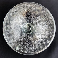 Load image into Gallery viewer, Libbey Glass Company nostalgic clear pressed glass ice cream parlour dishes in stock. They have a quintessential round paneled shape featuring a flared foot impressed basketweave pattern plus the stylized Libbey L on the bottom. Circa 1950s. Perfect for adding a nostalgic touch to desserts - a must-have for all ice cream and dessert lovers! In excellent condition, free from chips/cracks. Measures 3 3/8 x 3 inches. Capacity 4 3/4 ounces