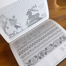 Load image into Gallery viewer, A superb collection of antique and vintage cross stitch needlework sampler patterns from America, England, Holland and Germany depicting the natural world, home life, the alphabet and religious imagery. 33 wonderful illustrations, 40 pages of chart patterns, historical information, helpful hints and instructions. Written by Irmgard Gierl.