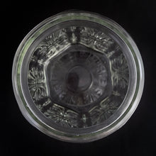 Load image into Gallery viewer, Vintage six-sided large "Show Off" clear pressed glass apothecary jar (also known as the Scrolls pattern). Crafted by Federal Glass, USA. Perfect for storing your culinary foods like flour, sugar, coffee, tea, and even cookies! In excellent condition free from chips, measures 5 x 9 inches