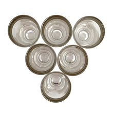 Load image into Gallery viewer, Overhead top view of the silver rims highlighting the set of six glasses.