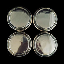 Load image into Gallery viewer, Bottom detail of the four stackable silver fade glass coasters with textured bottoms.