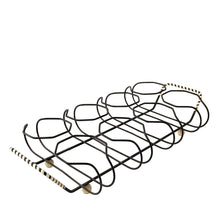Load image into Gallery viewer, Empty black wire caddy with striped wrapped handles from vintage Vitreon Queen's Lustreware highball glass set, 1960s