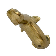 Load image into Gallery viewer, Overhead view of vintage solid brass seal figurine, aged golden patina, 1970s Taiwan
