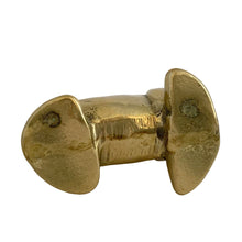 Load image into Gallery viewer, Base view of vintage solid brass seal figurine aged golden patina, 1970s Taiwan