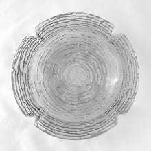 Load image into Gallery viewer, Feast your eyes on this heavy, yet stylish bark-patterned "Soreno - Clear" pressed glass ashtray from Anchor Hocking USA, crafted between 1966-1970! Add a touch of timeless elegance to any room in your home! In excellent condition, free from chips. Measuring 4 1/4 x 1 1/8 inches