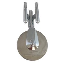 Load image into Gallery viewer, New in box Star Trek USS Enterprise NCC-1701 pizza cutter modeled after the original series. Made of all metal construction with a stainless steel blade. Officially licensed Star Trek collectible, designed by Think Geek™ 2010. Boldly cut pizza where no man has cut before!
In excellent used condition, in original box.
