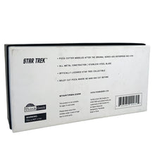 Load image into Gallery viewer, New in box Star Trek USS Enterprise NCC-1701 pizza cutter modeled after the original series. Made of all metal construction with a stainless steel blade. Officially licensed Star Trek collectible, designed by Think Geek™ 2010. Boldly cut pizza where no man has cut before!
In excellent used condition, in original box.