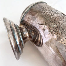 Load image into Gallery viewer, In good vintage condition with a small dent on the underside of the scuttle. Marked with EPBM, 3 stars and Made in England. Being sold with patina that can easily be polished with a silver cloth/cream. Measures approximately 5 x 2 5/8 x 4 1/2 inches
